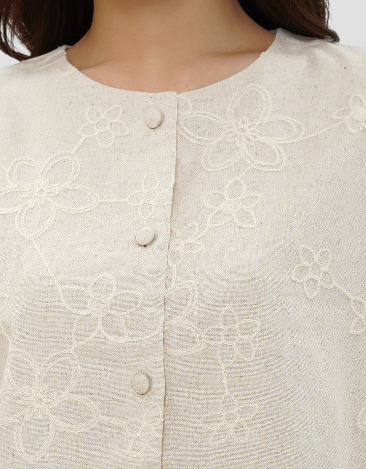 CONNEXION VEST TOP LINEN BLOUSE WANITA