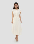 CONNEXION ELASTIC WAIST MIDI DRESS WANITA