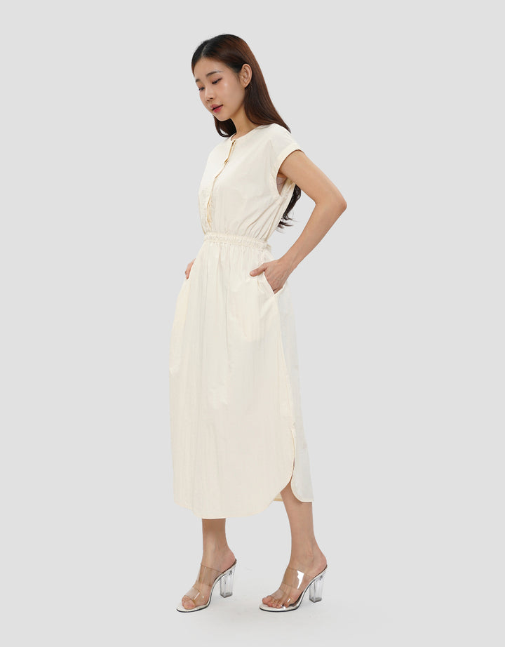 CONNEXION ELASTIC WAIST MIDI DRESS WANITA