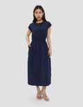 CONNEXION ELASTIC WAIST MIDI DRESS WANITA