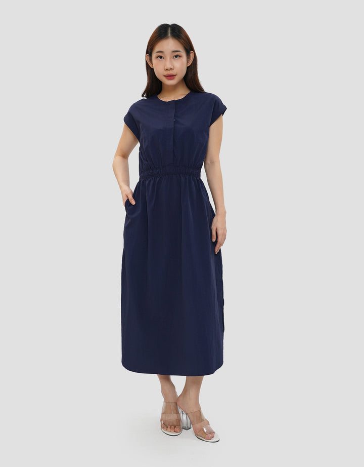 CONNEXION ELASTIC WAIST MIDI DRESS WANITA