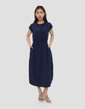 CONNEXION ELASTIC WAIST MIDI DRESS WANITA
