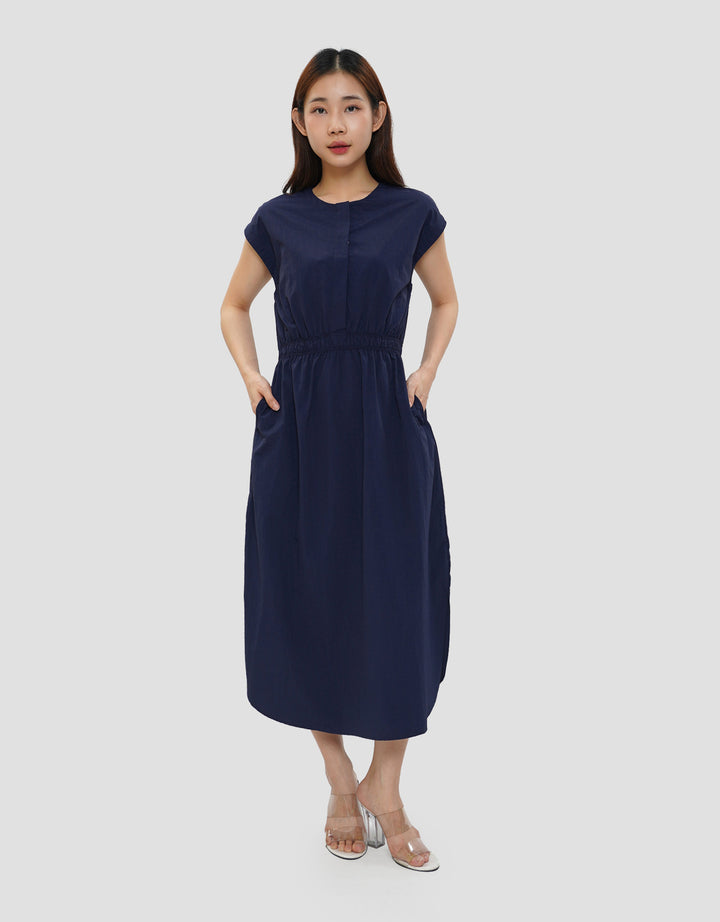 CONNEXION ELASTIC WAIST MIDI DRESS WANITA