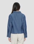 CONNEXION GATHERING CHEST DENIM BLOUSE WANITA