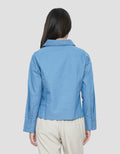 CONNEXION GATHERING CHEST DENIM BLOUSE WANITA