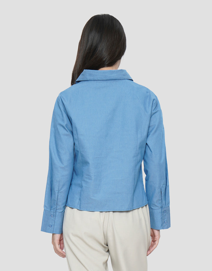 CONNEXION GATHERING CHEST DENIM BLOUSE WANITA
