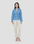 CONNEXION GATHERING CHEST DENIM BLOUSE WANITA