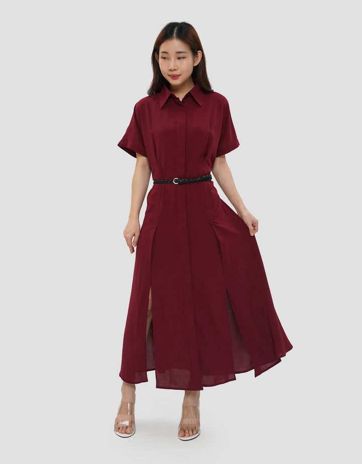 CONNEXION BELT BUCKLE MIDI DRESS WANITA