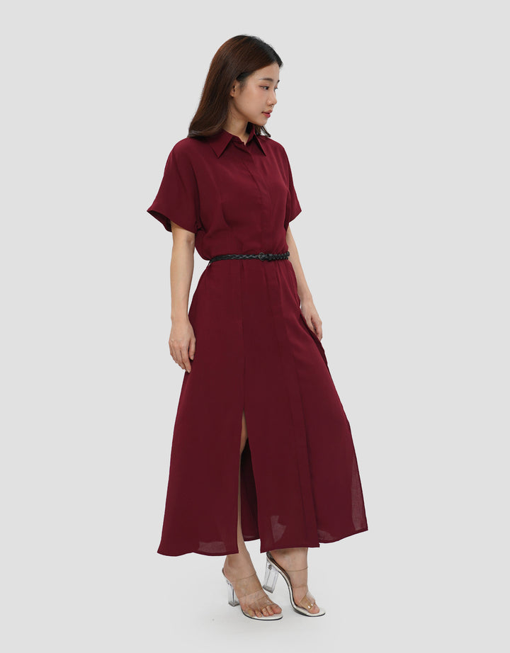 CONNEXION BELT BUCKLE MIDI DRESS WANITA