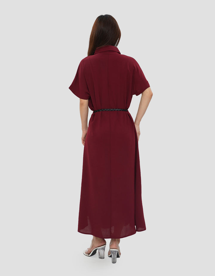 CONNEXION BELT BUCKLE MIDI DRESS WANITA