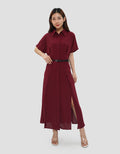 CONNEXION BELT BUCKLE MIDI DRESS WANITA