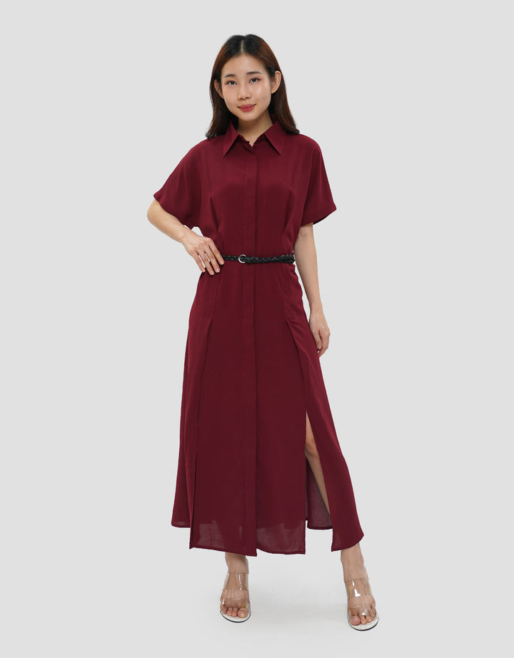 CONNEXION BELT BUCKLE MIDI DRESS WANITA