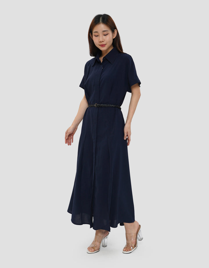 CONNEXION BELT BUCKLE MIDI DRESS WANITA