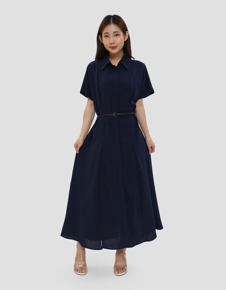 CONNEXION BELT BUCKLE MIDI DRESS WANITA