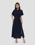 CONNEXION BELT BUCKLE MIDI DRESS WANITA