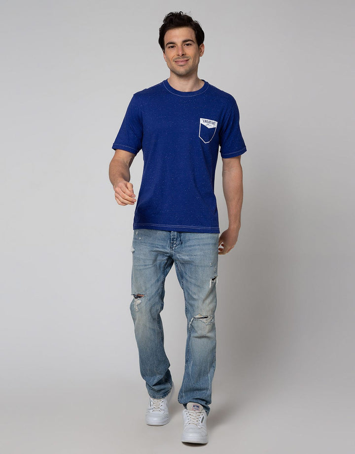 Johnwin Pocket Print Kaos Casual Pria