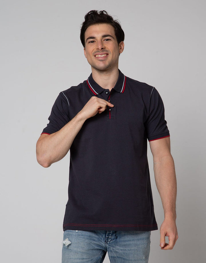 Johnwin Contrass Sticth Polo Shirt Pria