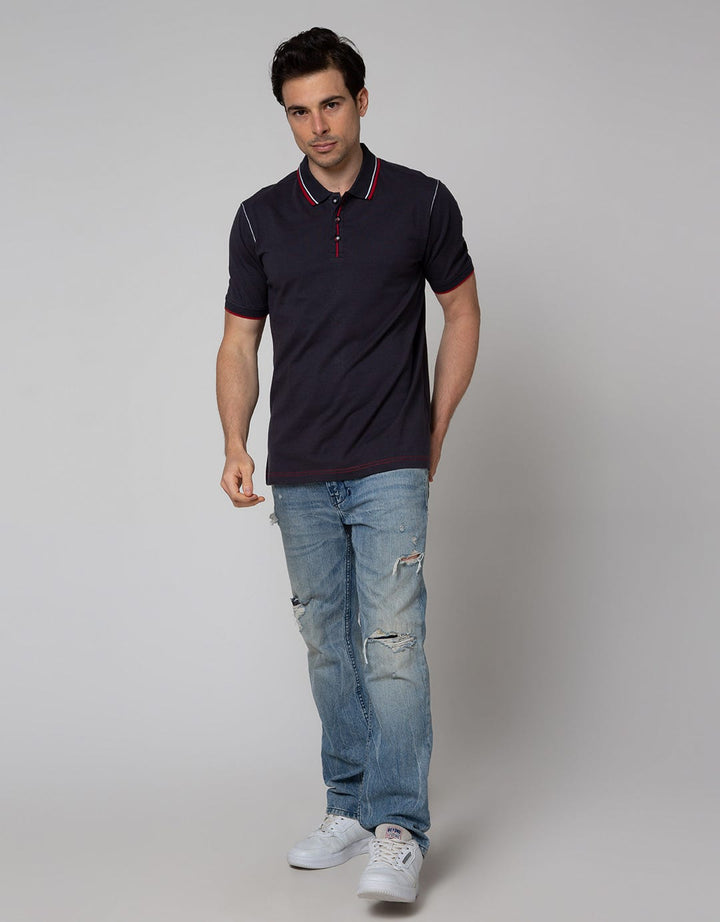 Johnwin Contrass Sticth Polo Shirt Pria