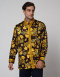 Adikusuma Men's Body Fit Shirt Batik Keladi Leaf