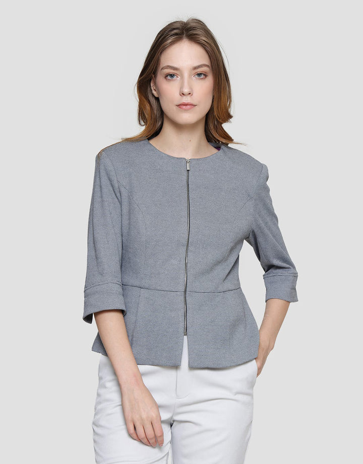 Cardinal Femme Front Zipper Blazer Wanita