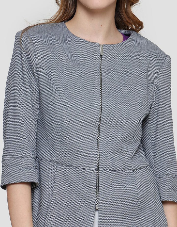 Cardinal Femme Front Zipper Blazer Wanita