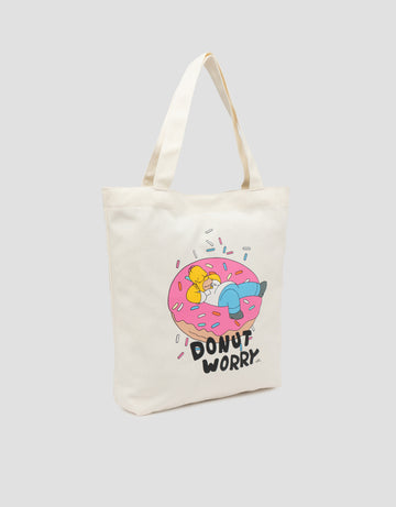 SUKO THE SIMPSONS PRINT DONUT WORRY TOTE BAG