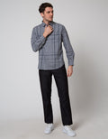 Cardinal Casual All Plaid Kemeja Lengan Panjang Pria