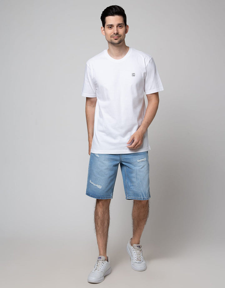 Nevada Denim Short Pants Ripped Laser Print