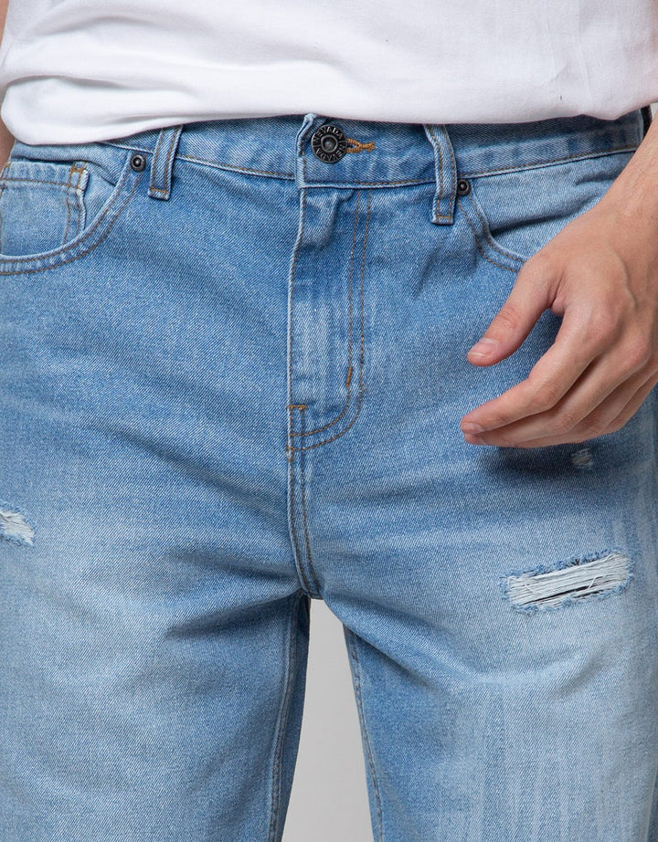 Nevada Denim Short Pants Ripped Laser Print