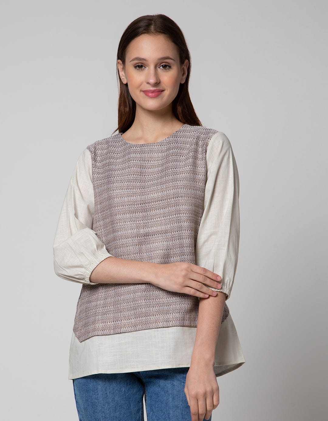 STRETCH LINEN BLOUSE
