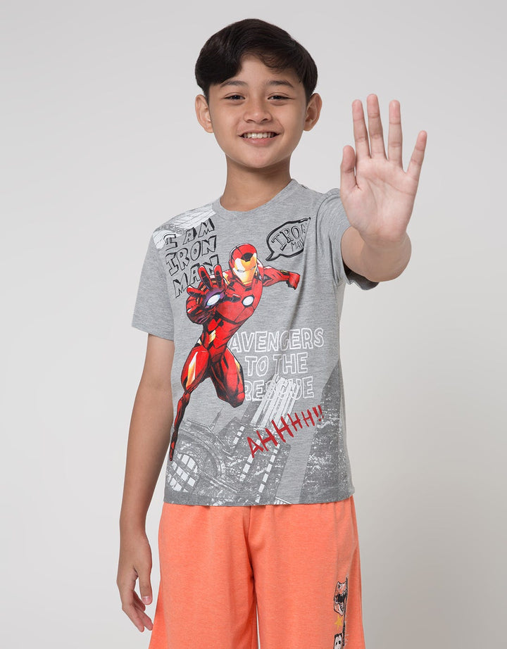 Marvel Short Sleeve T-Shirt Print I Am Iron Man Fly City