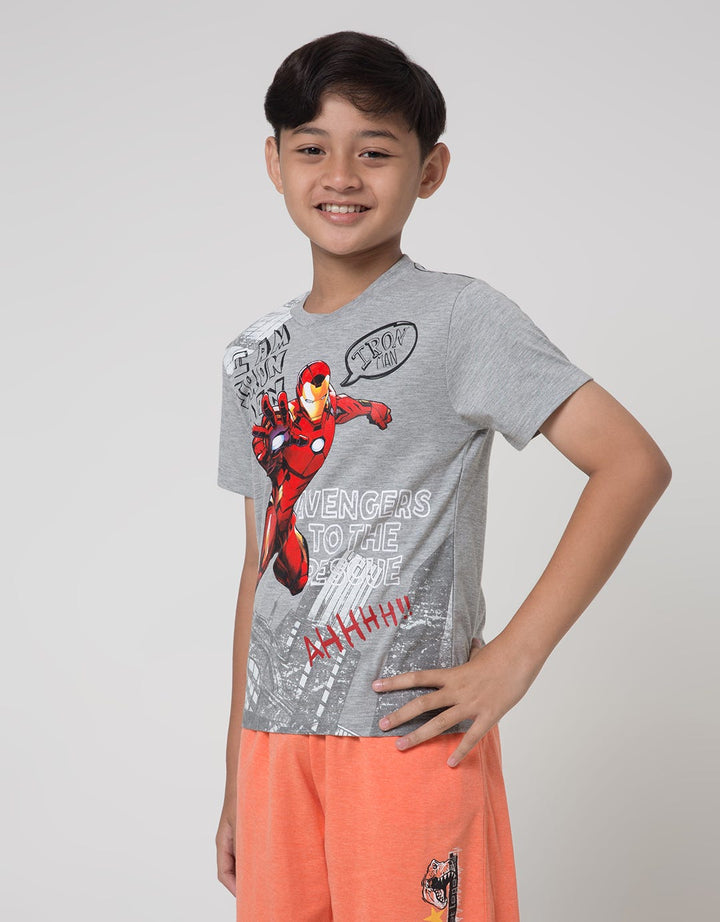 Marvel Short Sleeve T-Shirt Print I Am Iron Man Fly City