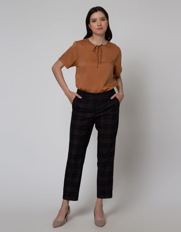 Cardinal Femme Celana Slimfit 7/8 Plaid Motif