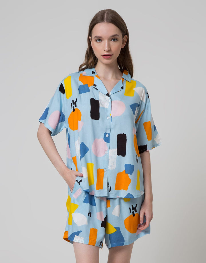 Nevada Short Sleeve Pyjama Shorts Abstrak Vallen