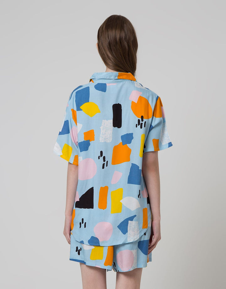 Nevada Short Sleeve Pyjama Shorts Abstrak Vallen