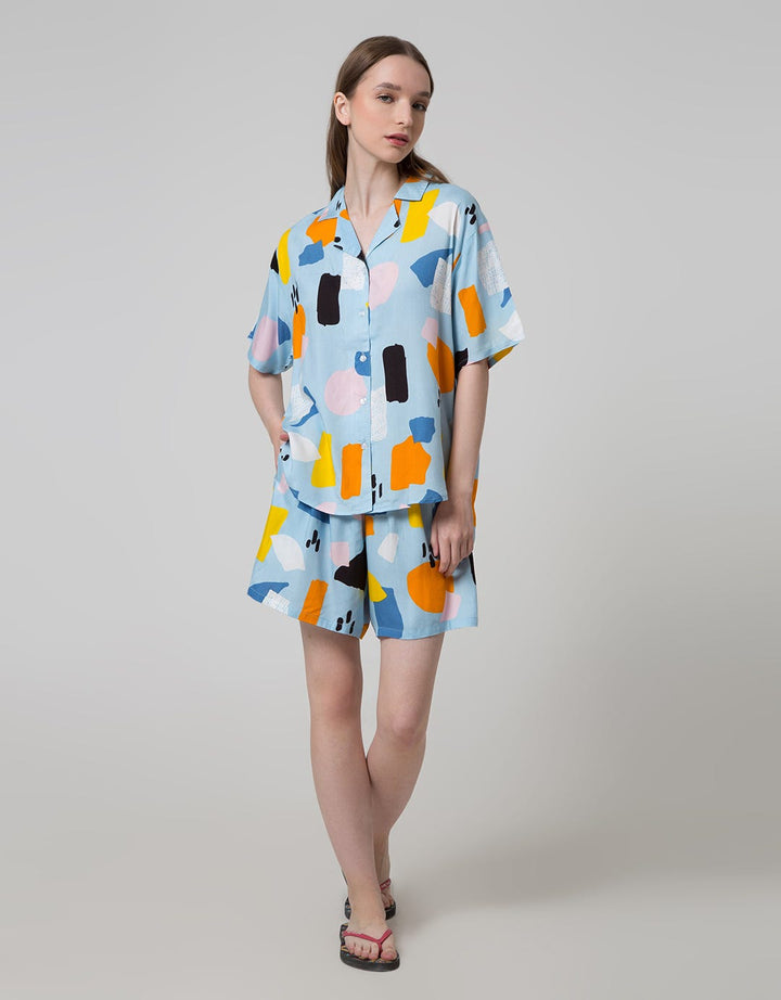 Nevada Short Sleeve Pyjama Shorts Abstrak Vallen
