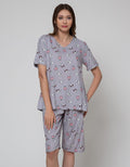 Nevada Short Sleeve Pyjama Capri Blushy Meow