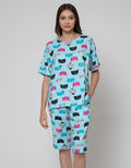 Nevada Short Sleeve Pyjama Capri Lady Cat 3/4