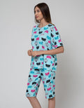 Nevada Short Sleeve Pyjama Capri Lady Cat 3/4