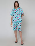 Nevada Short Sleeve Pyjama Capri Lady Cat 3/4