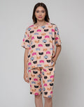 Nevada Short Sleeve Pyjama Capri Lady Cat 3/4