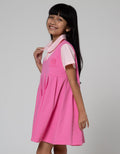 Little M Short Sleeve Midi Dress Overall With Unicorn Collar