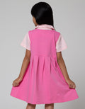 Little M Short Sleeve Midi Dress Overall With Unicorn Collar