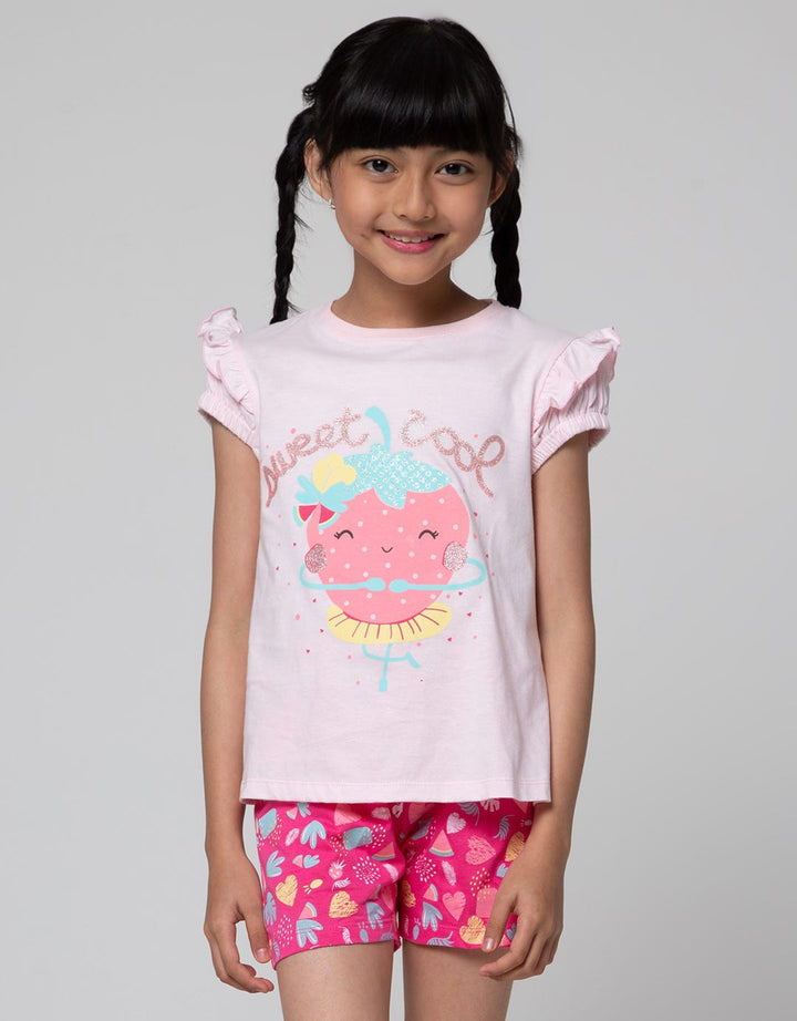 Little M Set T-Shirt And Short Strawberry