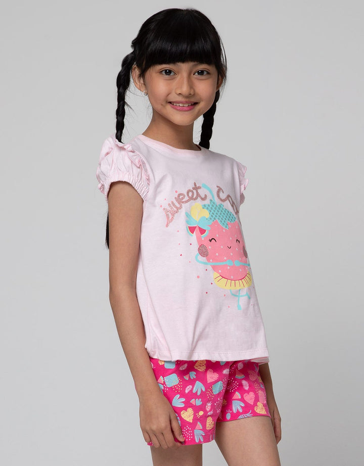 Little M Set T-Shirt And Short Strawberry