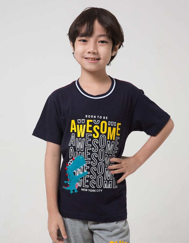 Little M Awesome Dino Kaos Anak Laki-laki