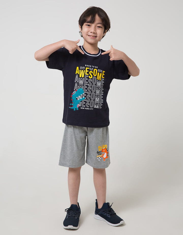 Little M Awesome Dino Kaos Anak Laki-laki