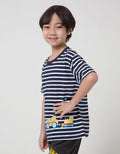 Little M Stripe Vehicle Kaos Anak Laki-laki