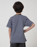 Little M Stripe Vehicle Kaos Anak Laki-laki