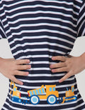 Little M Stripe Vehicle Kaos Anak Laki-laki
